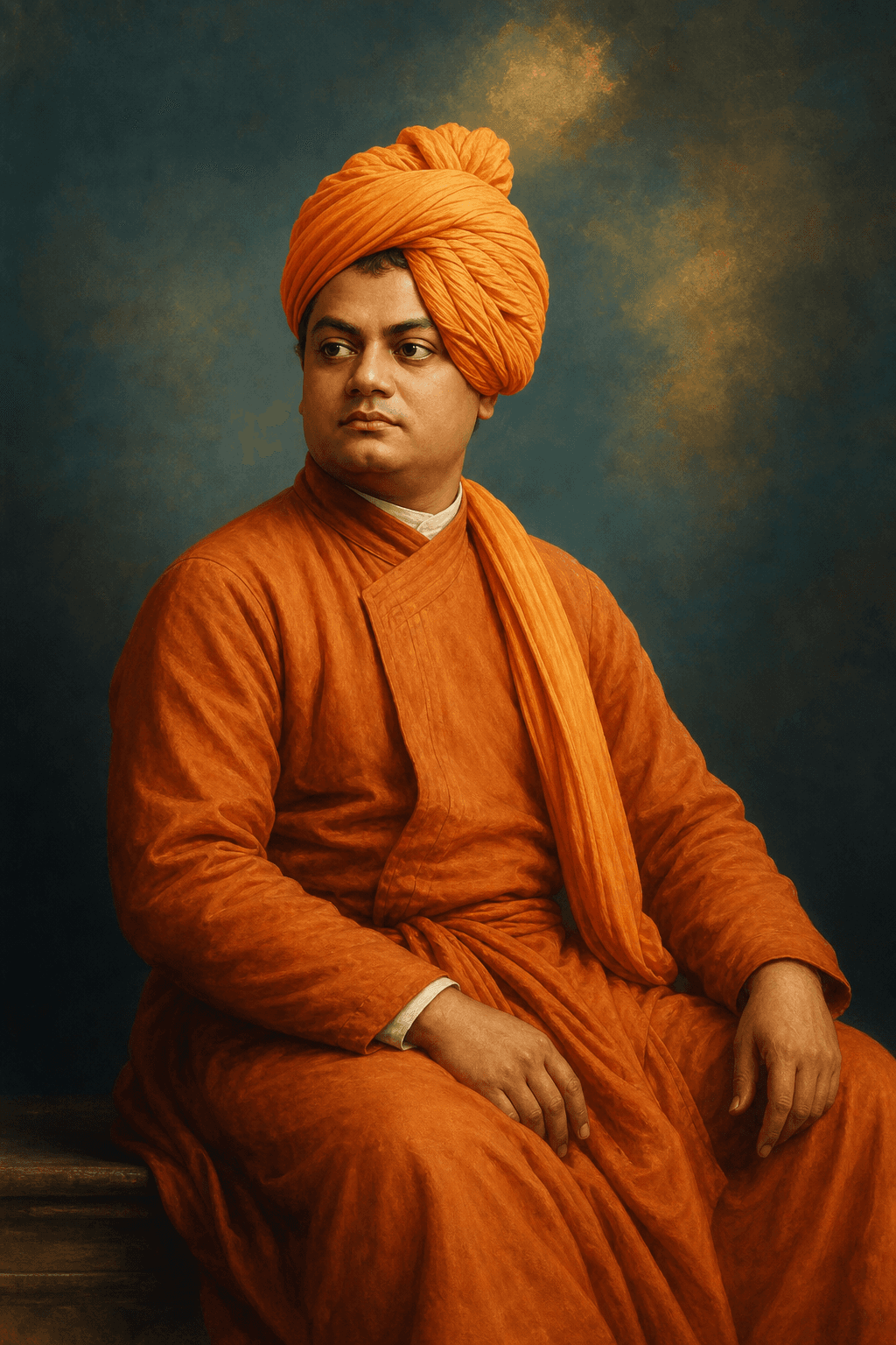 Painterly portrait inspired by Swami Vivekananda
